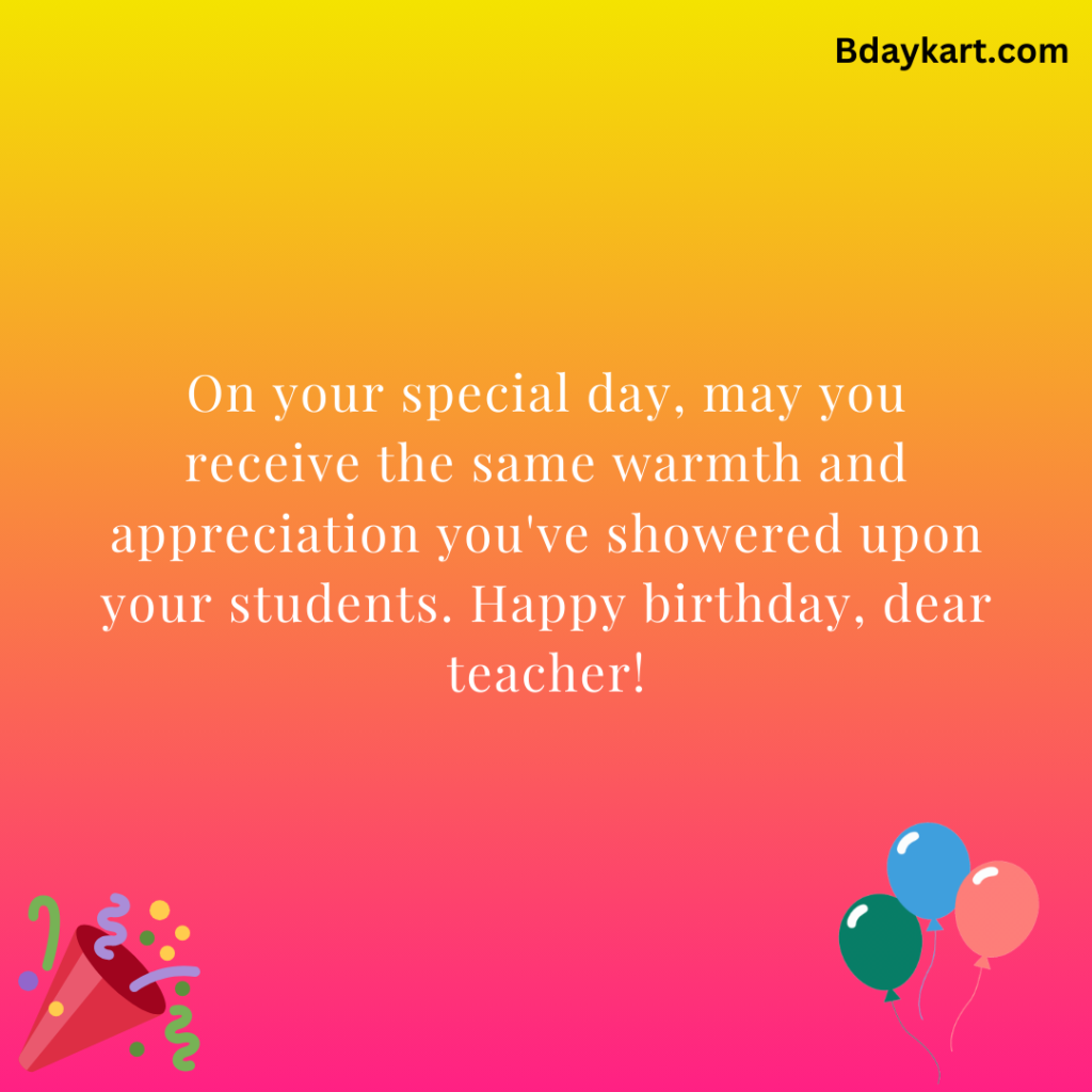 Simple Birthday Wishes for Teacher