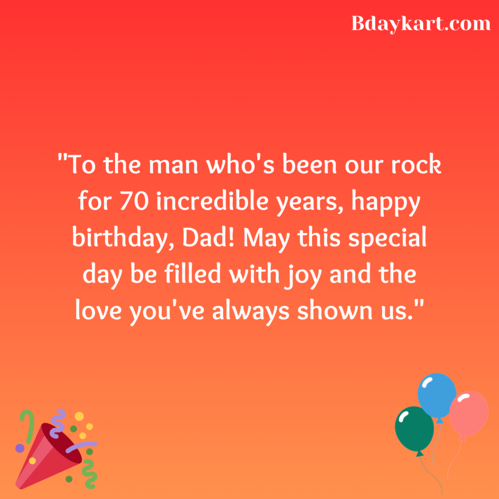 70th Birthday Wishes for Dad