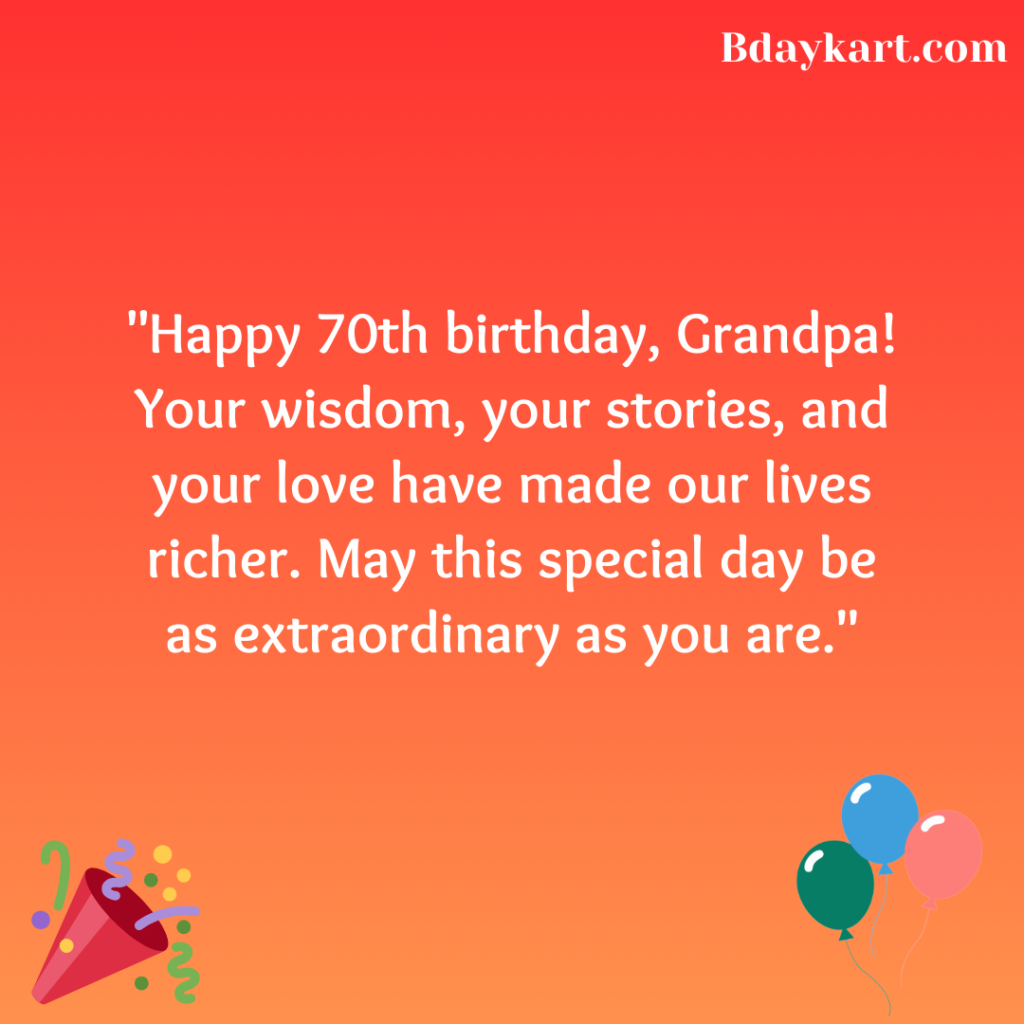 70th Birthday Wishes for Grandpa
