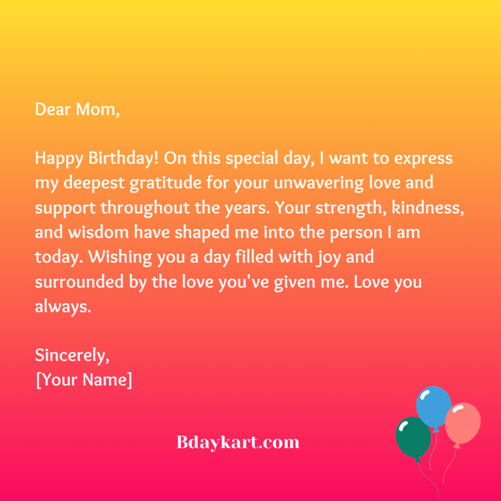 Happy Birthday Letters to Mom