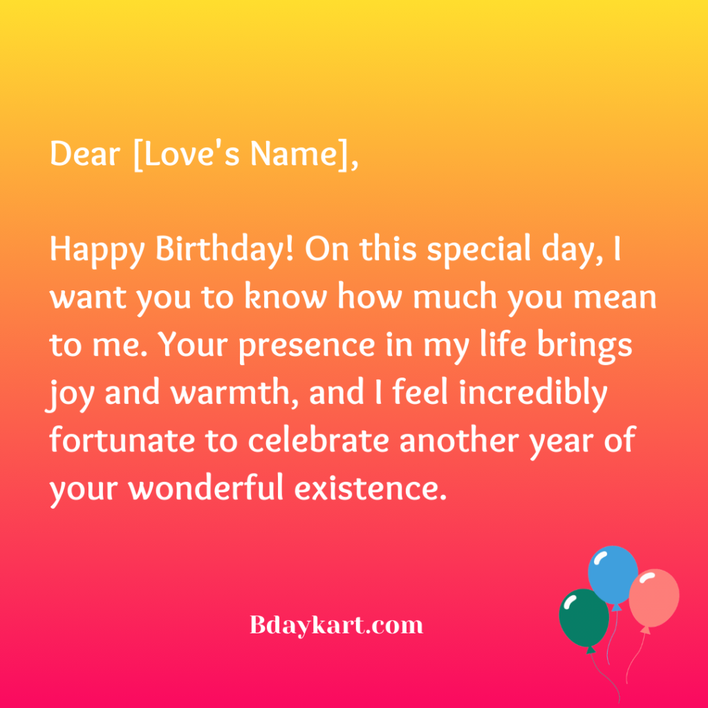 Happy Birthday Letter to My Love