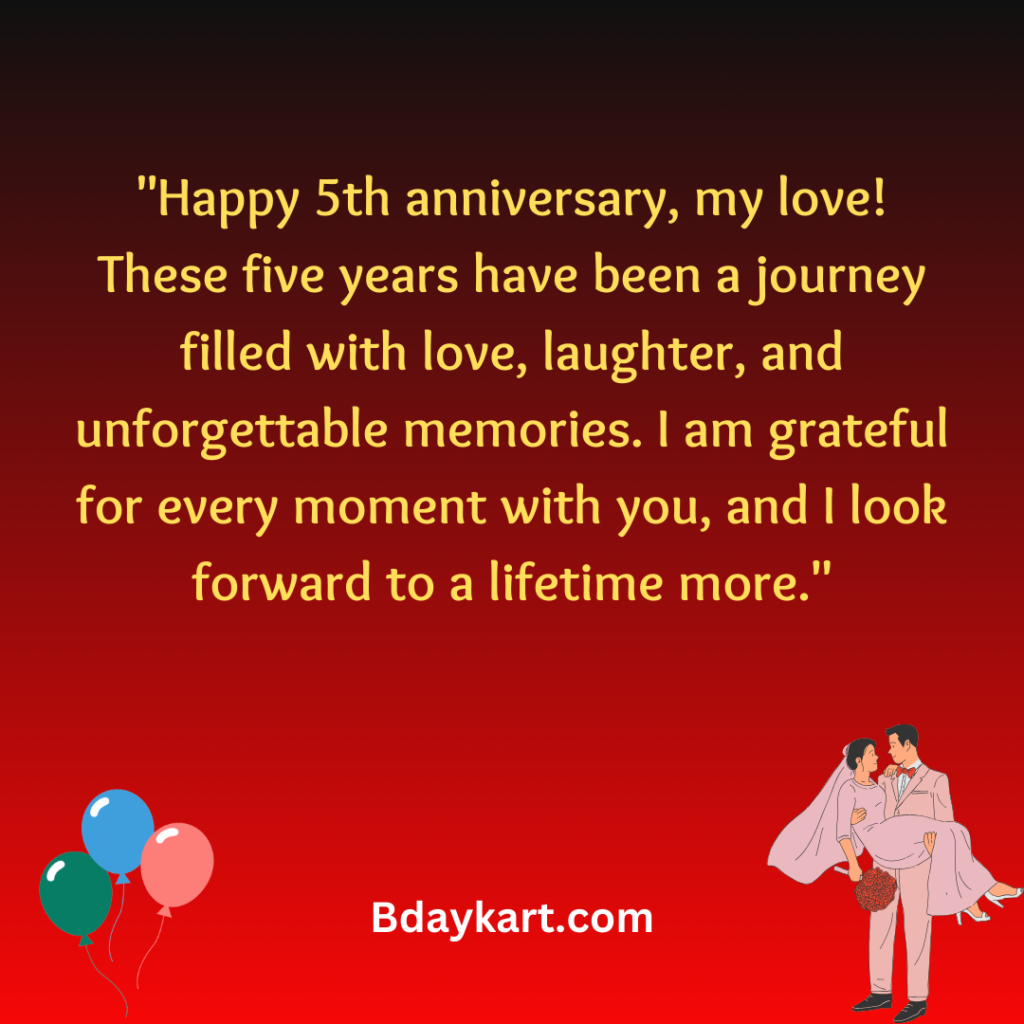 5th Anniversary Wishes for Wife
