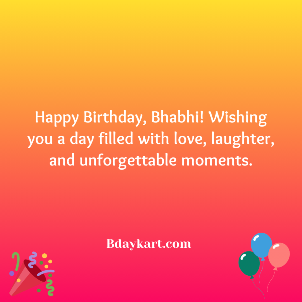 Birthday Wishes for Bhabhi from Devrani