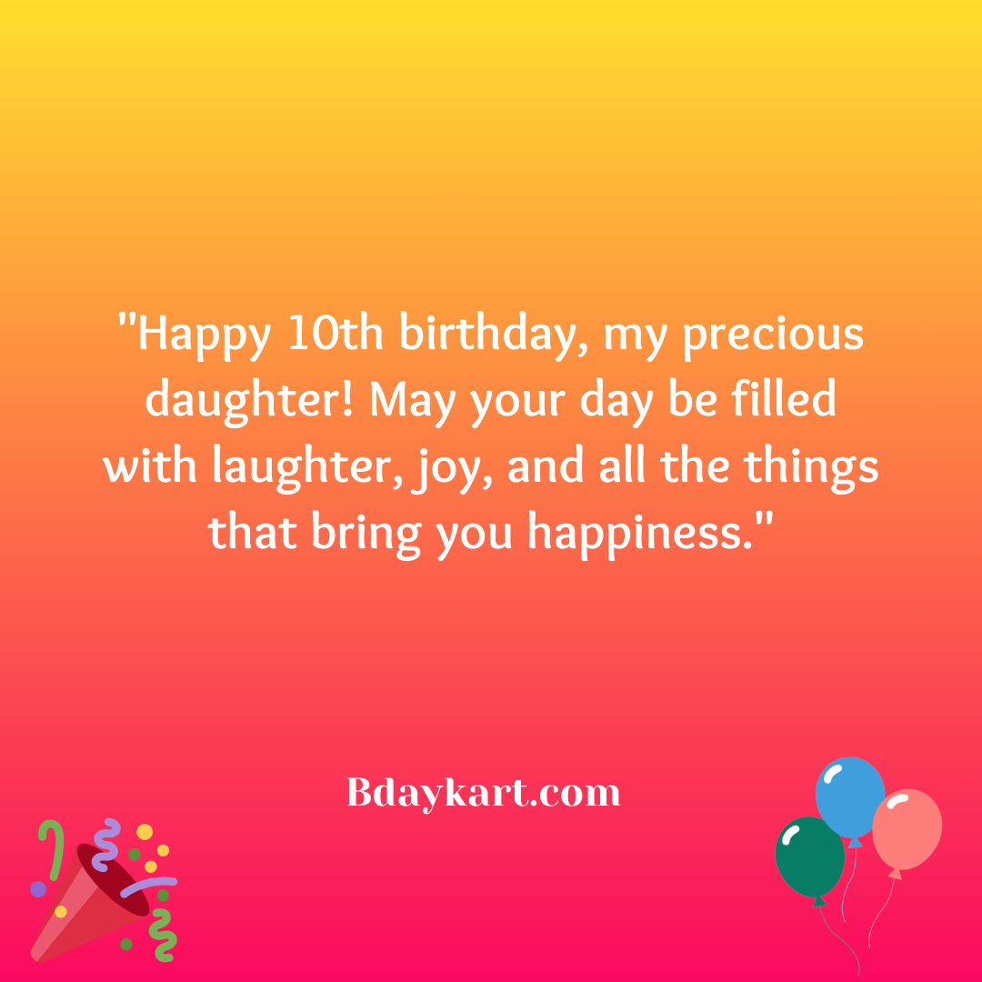 10th Birthday Wishes for Daughter — free download